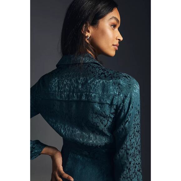 New By Anthropologie Button Front Blazer Wrap Dress $180 SIZE 6 Indigo Midi - Picture 3 of 6